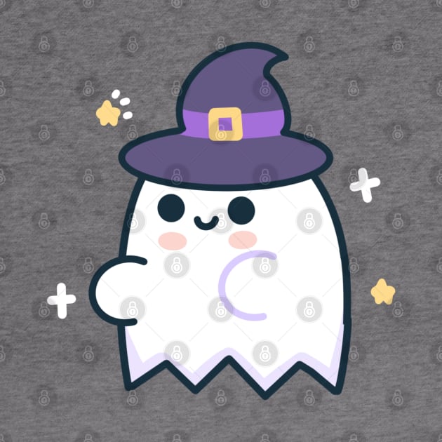 Kawaii Ghost with a witch hat by Miaufu&Friends